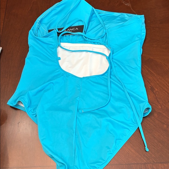 NWT La Blanca Women's Island Goddess One Shoulder One Piece Swimsuit, Azul - 16 - Picture 5 of 5